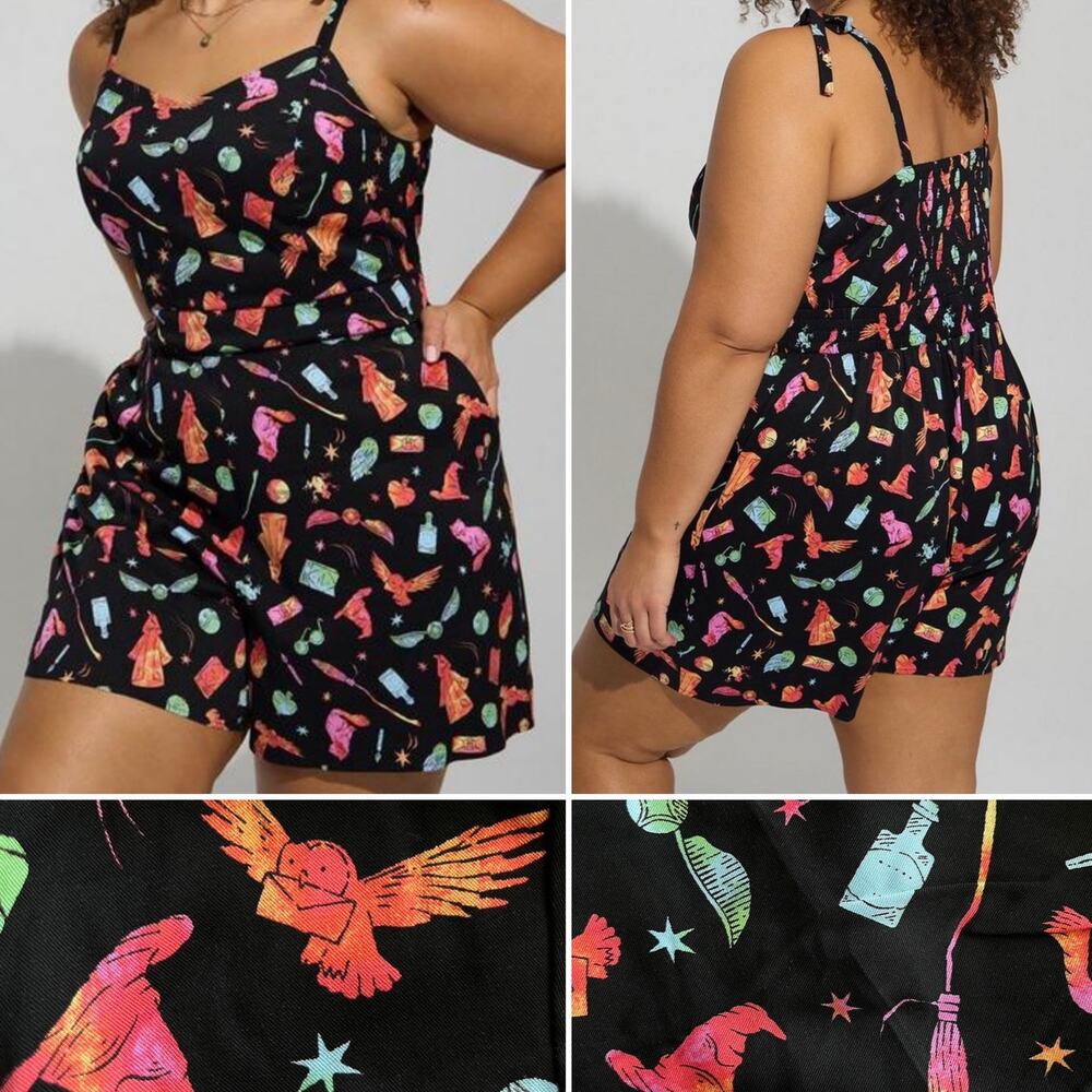 Torrid Harry Potter Romper - Hedwig Sorting Hat Potions Quidditch Plus 00X Large